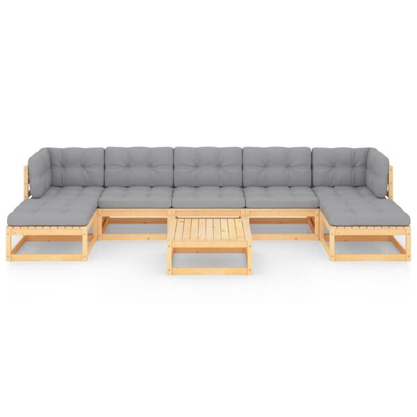 vidaXL 8-osaline aiam&ouml;&ouml;bli komplekt patjadega, m&auml;nnipuit