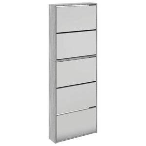 vidaXL 5 sahtliga kingakapp peegliga, hall Sonoma tamm, 63x17x169,5 cm
