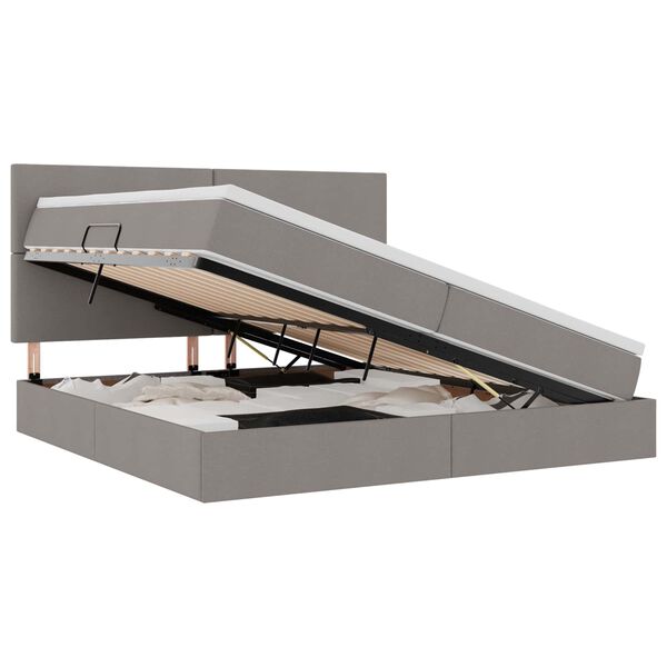 vidaXL LED-valgusega hoiuvoodi Pruunikashall 200 x 200 cm Pol&uuml;ester