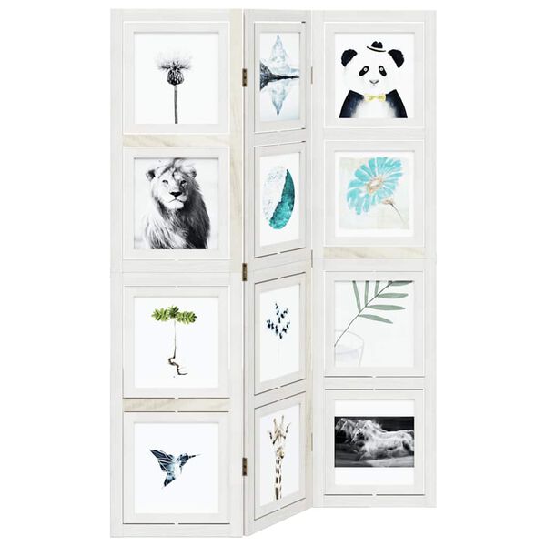 vidaXL 3 paneeliga ruumijagaja, valge, Paulownia puit