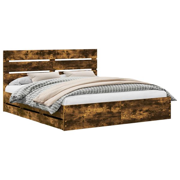 vidaXL Voodi raam sahtliga Suitsetatud tamm 180 x 200 cm Inseneripuit