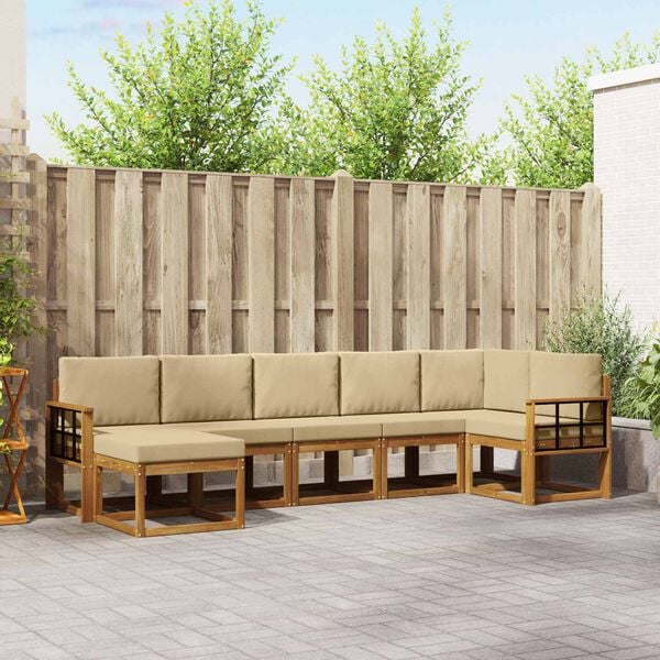 vidaXL V&auml;li diivanikomplekt padjaga 7 pcs Looduslik ja beež