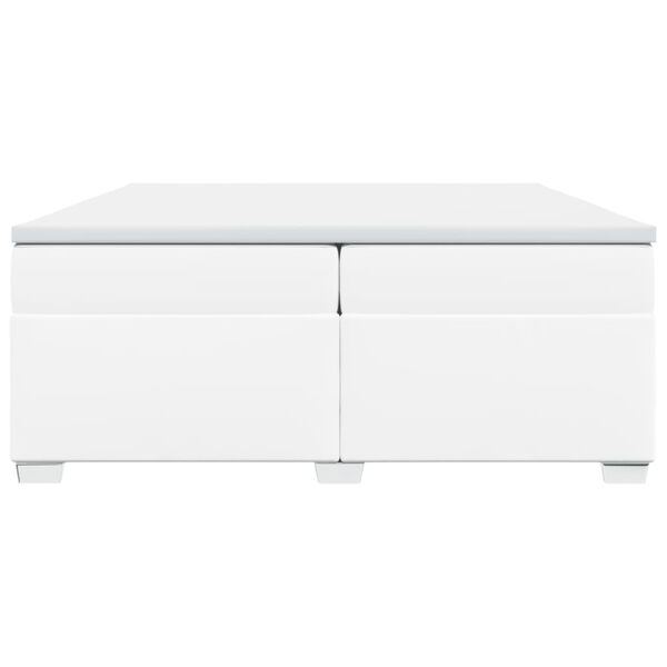 vidaXL kontinentaalvoodi madratsiga, valge, 200x200 cm, kunstnahk