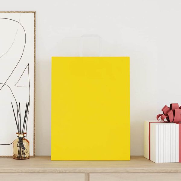 vidaXL paberkotid, 250 tk, k&auml;epidemetega, kollane, 32x12x42 cm