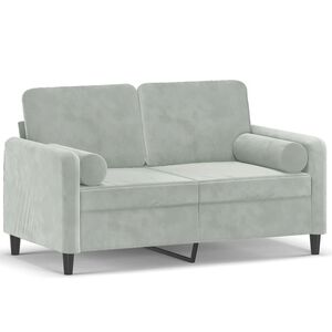 vidaXL 2-kohaline diivan patjadega, helehall, 120 cm, samet