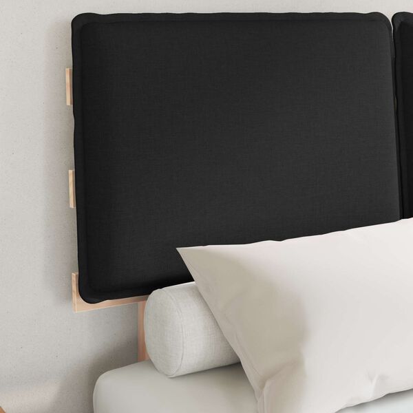 vidaXL Voodiraam Pehme Peatoega peaga Must 120 x 190 cm Tahke m&auml;nd