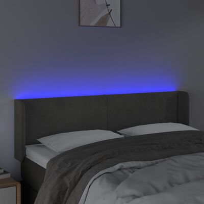 vidaXL LED-voodipeats, tumehall, 147x16x78/88 cm, samet