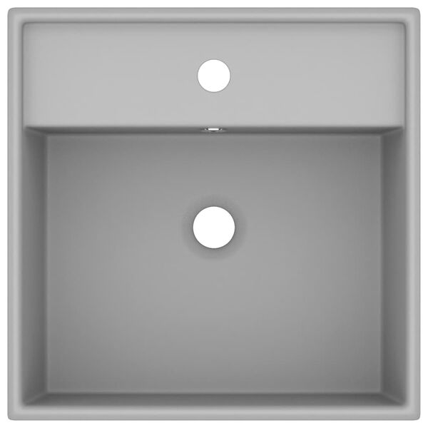 vidaXL valamu &uuml;levooluga, kandiline matt helehall 41x41 cm keraamiline