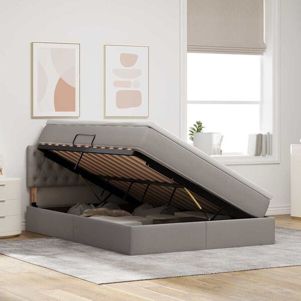 vidaXL LED-valgusega hoiuvoodi Pruunikashall 140 x 190 cm Polüester