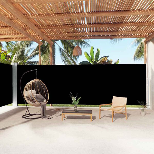 vidaXL lahtit&otilde;mmatav k&uuml;lgsein, must, 200 x 1000 cm