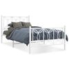 vidaXL metallist voodiraam peatsi ja jalutsiga, valge, 107x203 cm