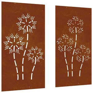 vidaXL aia seinakaunistus, 2 osa, 105x55 cm, Corteni teras lilledisain