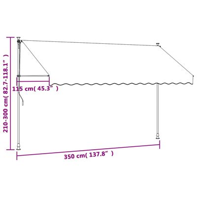 vidaXL sissetõmmatav varikatus antratsiithall, 350x150cm, kangas/teras