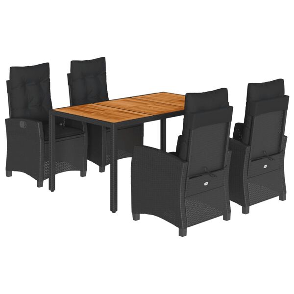 vidaXL 5-osaline aiam&ouml;&ouml;bli komplekt patjadega, must, pol&uuml;rotang