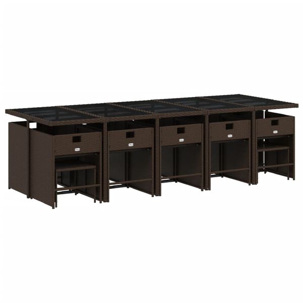 vidaXL 15-osaline aia s&ouml;&ouml;gim&ouml;&ouml;bli komplekt patjadega pruun, pol&uuml;rotang