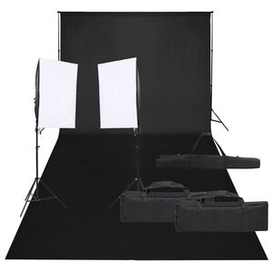 vidaXL fotostuudio komplekt valgustuse ja taustapildiga