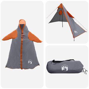 vidaXL 2-in-1 vihma poncho kapuutsiga Hall ja oranž 262 x 126 x 130 cm