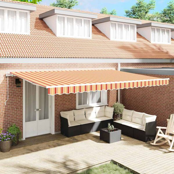 vidaXL K&auml;igukohandatav varikatus Kollane ja oranž 500 &times; 300 cm kangas