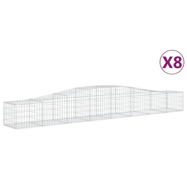 vidaXL kaarekujulised gabioonkorvid 8 tk, 400x50x40/60 cm, raud