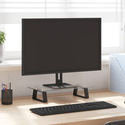 vidaXL monitorialus, must, 40 x 20 x 8 cm, karastatud klaas ja metall