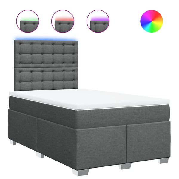 vidaXL kontinentaalvoodi madratsiga, tumehall, 120 x 190 cm, kangas