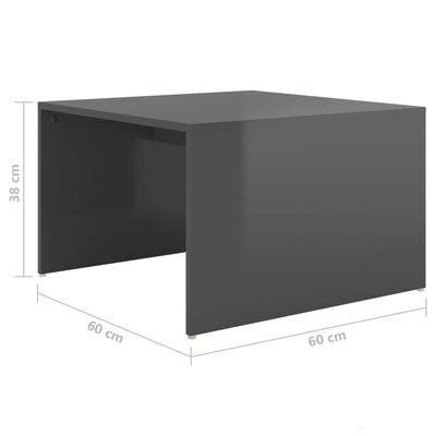 vidaXL 3 tk kohvilaudade komplekt, kõrgläikega hall, 60x60x38 cm