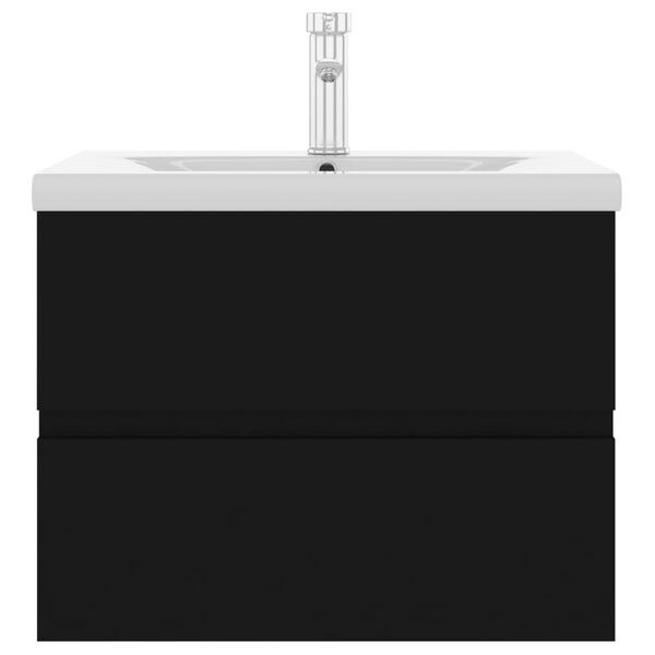 vidaXL valamukapp sisseehitatud valamuga, must, tehispuit