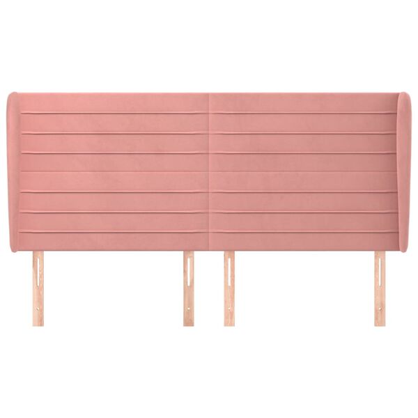 vidaXL voodipeats servadega, roosa, 203x23x118/128 cm, samet