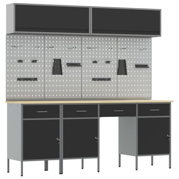 vidaXL T&ouml;&ouml;laud sahtliga lukuga 10 pcs Must 200 x 55 x 200 cm Teras