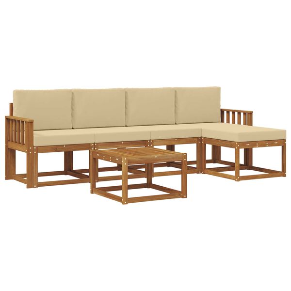 vidaXL V&auml;li diivanikomplekt 6 pcs Looduslik ja beež Tugev akatsiapuu