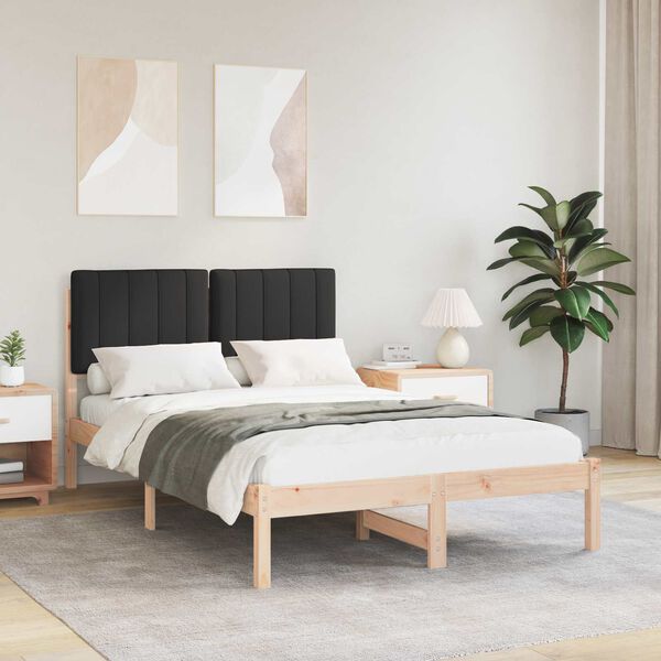 vidaXL Voodiraam Pehme Peatoega peaga Must 120 x 190 cm Tahke m&auml;nd