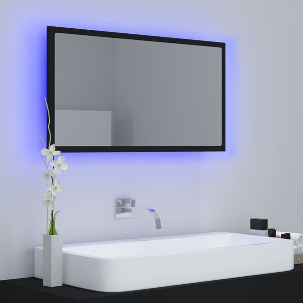 vidaXL LED vannitoa peeglikapp, must, 80x8,5x37 cm, akrüül