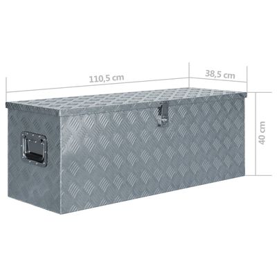 vidaXL alumiiniumist kast 110,5 x 38,5 x 40 cm, hõbedane