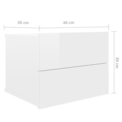 vidaXL öökapp, kõrgläikega valge, 40 x 30 x 30 cm, puitlaastplaat