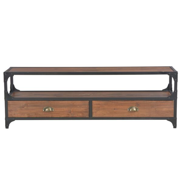 vidaXL telerikapp kahe sahtliga, 120 x 30 x 40 cm, toekas männipuit