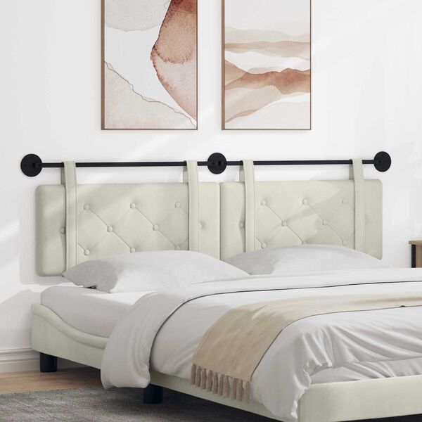 vidaXL Rippuv Peatoe Seinale kinnitatav cream 190 x 55 x 5 cm Samet