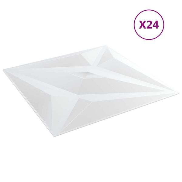 vidaXL Seinapaneelid T&auml;ht 24 pcs Valge Staar 50 x 50 cm XPS Vaht