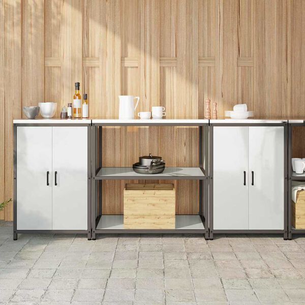 vidaXL K&ouml;&ouml;givarustus riiuliga ladustamisega 3 pcs H&otilde;bedane Tsinkteras