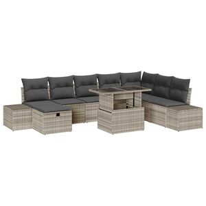 vidaXL Aia Diivanikomplekt 9 pcs Helehall pol&uuml;rotang