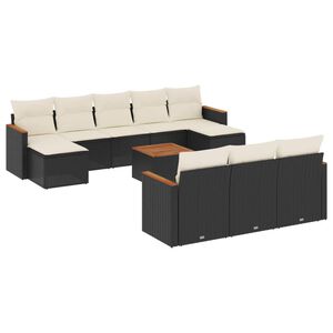 vidaXL 11-osaline aiadiivani komplekt patjadega, must, pol&uuml;rotang
