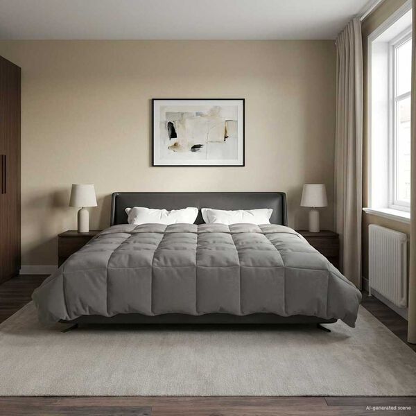 vidaXL T&auml;ispika aasta tekk Rapistatud Helehall 220 x 260 cm Mikrokiud