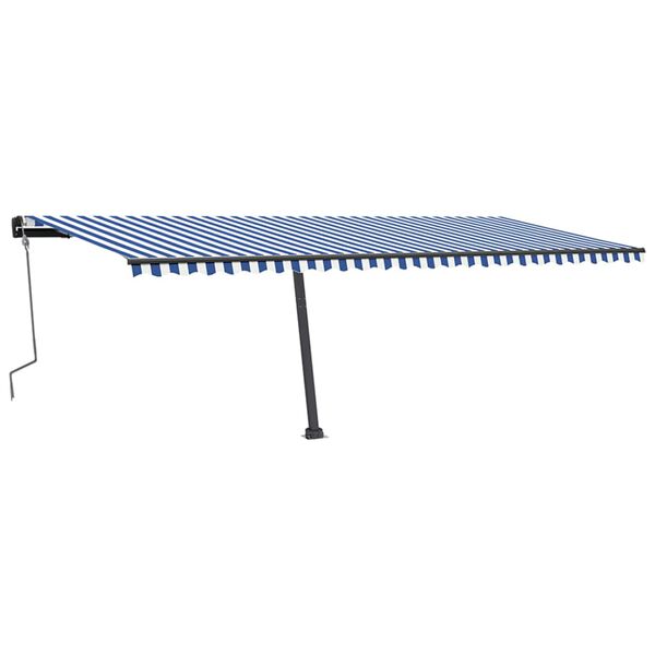 vidaXL k&auml;sitsi sisset&otilde;mmatav varikatus LED, 600x350 cm, sinine/valge