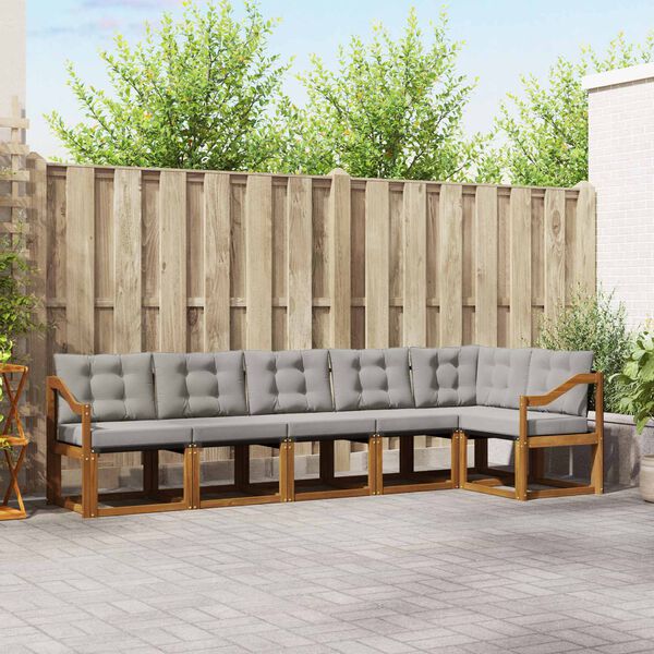 vidaXL V&auml;li diivanikomplekt padjaga 6 pcs Looduslik ja Hele Hall