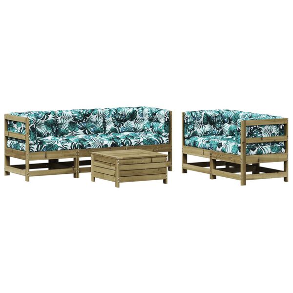 vidaXL 6-osaline aiam&ouml;&ouml;bli komplekt patjadega, immutatud m&auml;nnipuit