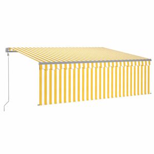 vidaXL automaatne varikatus, LED, tuuleandur, 4x3 m, kollane ja valge
