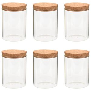 vidaXL korgist kaanega klaasist s&auml;ilituspurgid 6 tk, 650 ml