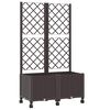 vidaXL Aia istutuskast trellise ja ratastega Pruun 80 x 40 x 146 cm PP