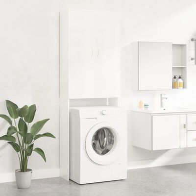 vidaXL pesumasinakapp, kõrgläikega valge 64 x 25,5 x 190 cm