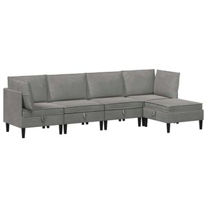vidaXL Elutoa m&ouml;&ouml;bliseade padjaga ladustamisega 5 pcs Helehall Samet