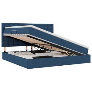 vidaXL Voodi hoiukohaga ja madratsiga Sinine 200 x 200 cm Pol&uuml;ester